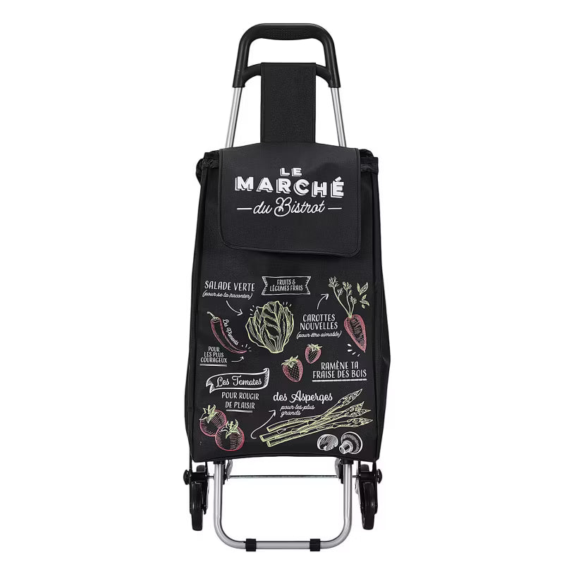 Indkøbsvogn Bistrot 6 Hjul 95x36x31 cm Sort