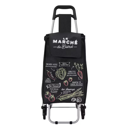 Indkøbsvogn Bistrot 6 Hjul 95x36x31 cm Sort