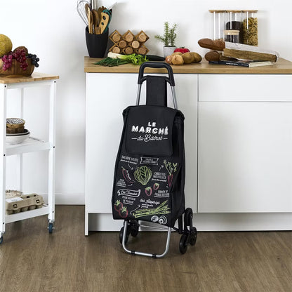Indkøbsvogn Bistrot 6 Hjul 95x36x31 cm Sort