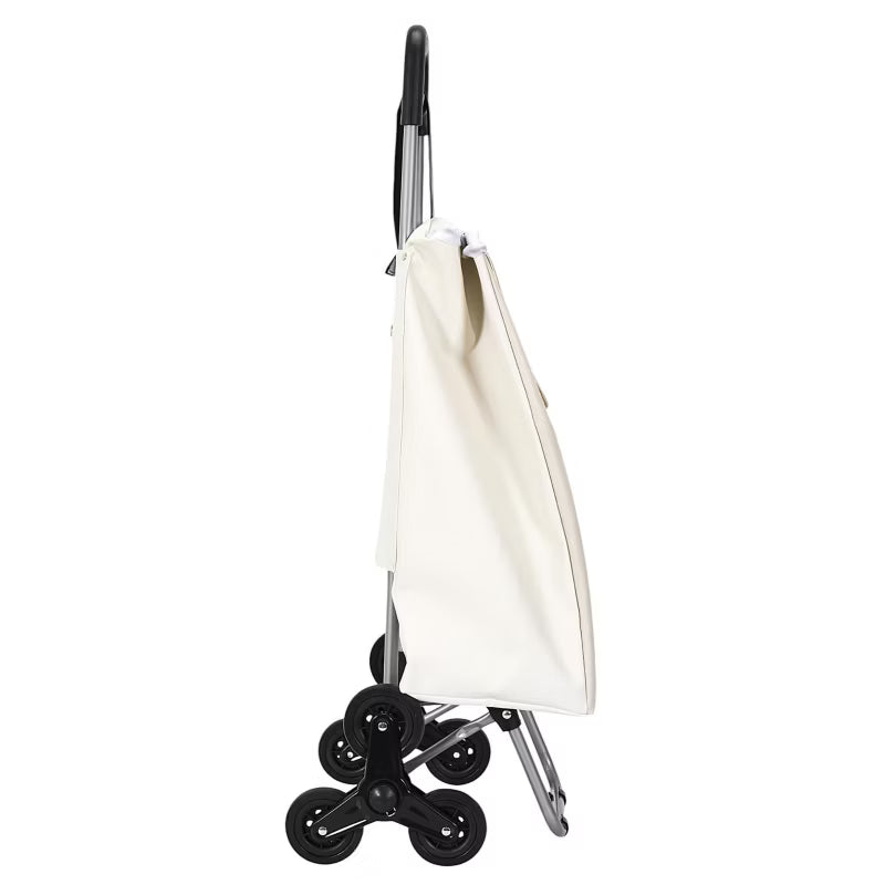 Indkøbsvogn Bistrot 95x36x31 cm Beige med Striber 6 Hjul