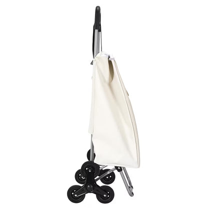 Indkøbsvogn Bistrot 95x36x31 cm Beige med Striber 6 Hjul