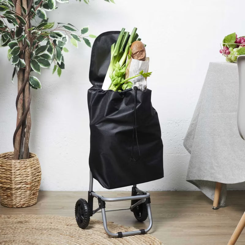 Indkøbsvogn Foldbar 87x35x28 cm Sort