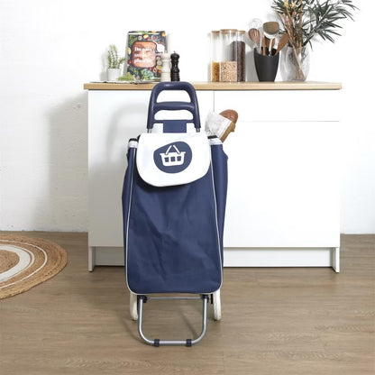 Indkøbsvogn på Hjul 50 Liter Blå og Hvid 96x34x30 cm