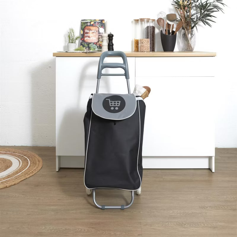 Indkøbsvogn Shopper 50 L 96x34x30 cm Sort