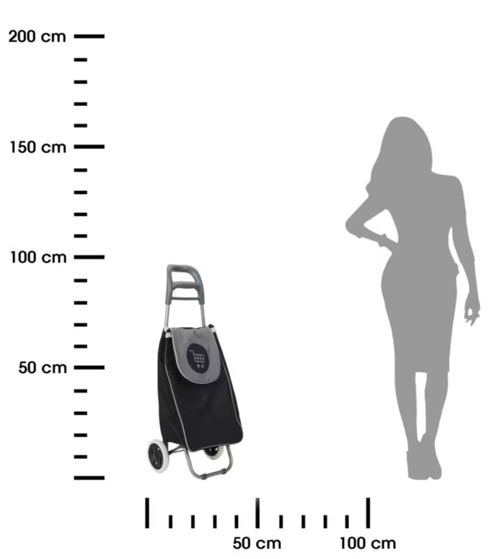 Indkøbsvogn Shopper 50 L 96x34x30 cm Sort