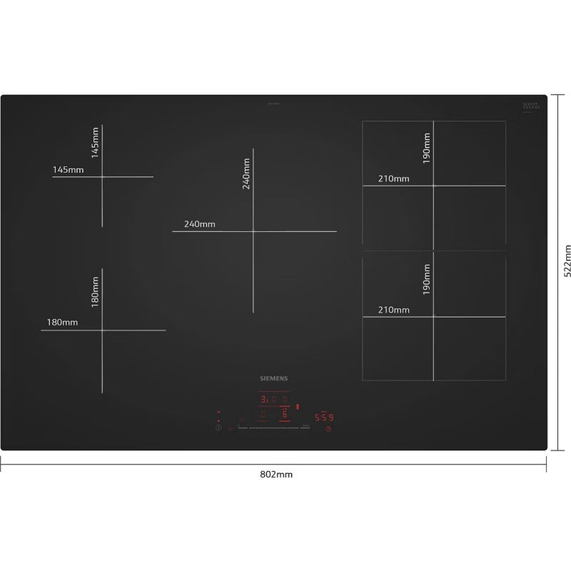 Induktionskogeplade 80 cm Sort Mat