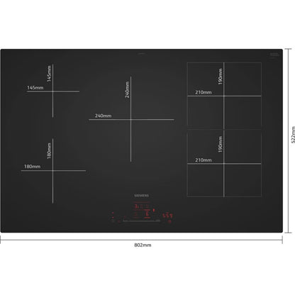 Induktionskogeplade 80 cm Sort Mat