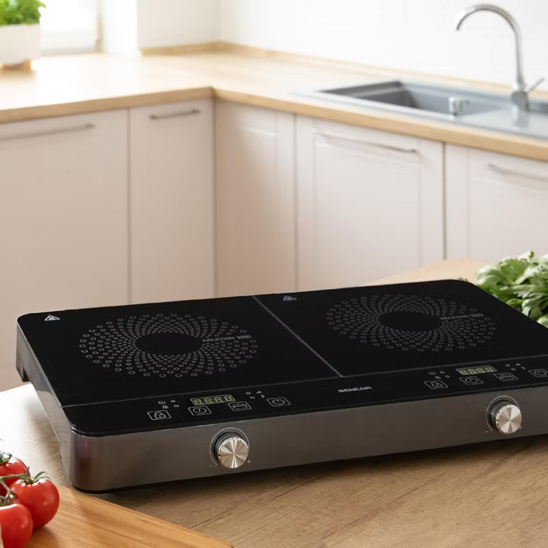 Induktionskogeplade Dobbelt 3500W SCP 4201GY Mørkegrå