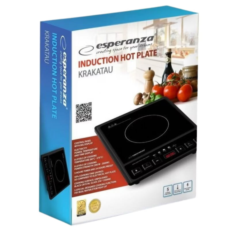 Induktionskogeplade Krakatau EKH011 2000W Sort