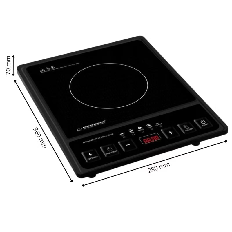 Induktionskogeplade Krakatau EKH011 2000W Sort