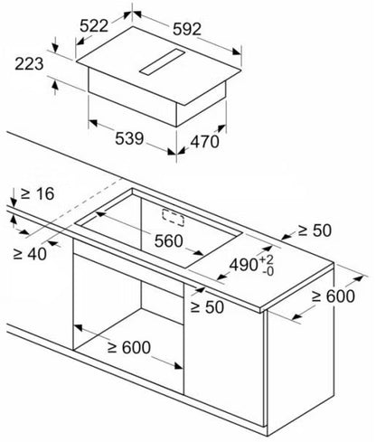 Induktionskogeplade med Emhætte PVS611B16E 60 cm Sort