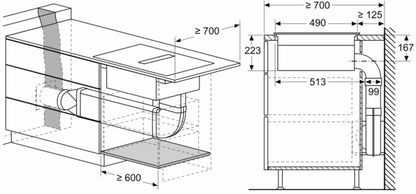 Induktionskogeplade PXX875D67E med Integreret Emhætte 82 cm