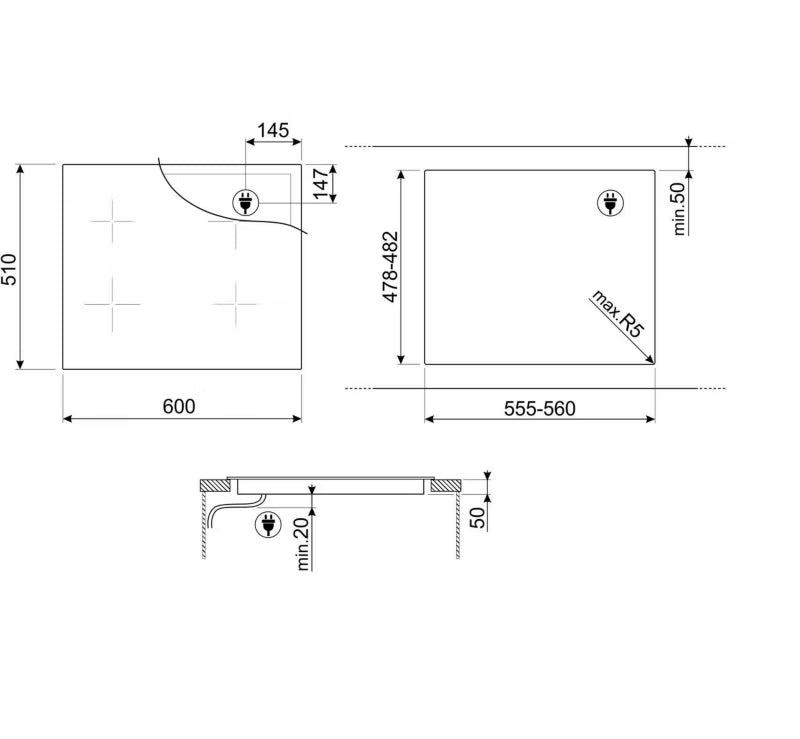 Induktionskogeplade SIM3644MWH 60 cm Hvid