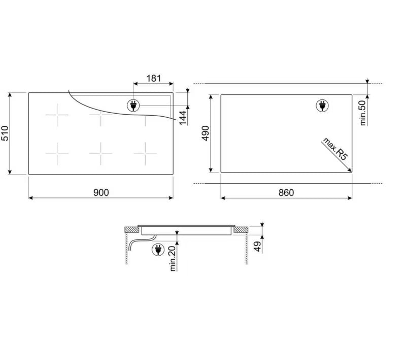 Induktionskogeplade SIM3964MWH 90 cm Hvid