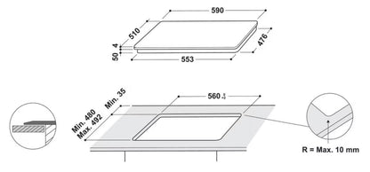 Induktionskogeplade WLB1160BF 59x51 cm Sort Glas