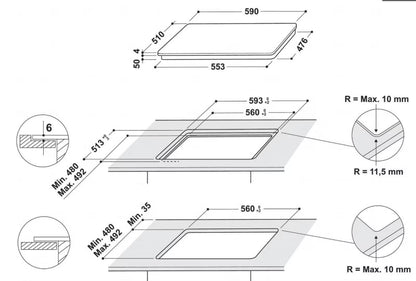 Induktionskogeplade WLB6860NES 59 cm Hvid Glas