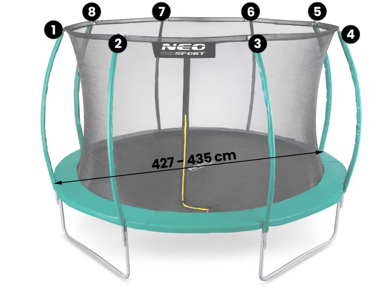 Indvendigt Sikkerhedsnet til Trampolin 427-435 cm 8 Stolper