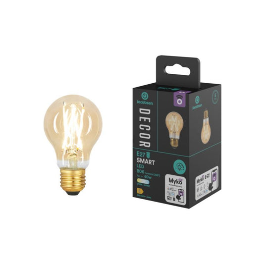 Intelligent LED-filamentpære Amber Jacobsen Myko A60 E27 806 lm CCT