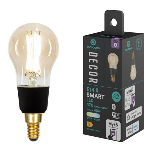 Smart LED-filamentpære Amber Jacobsen Myko P45 E14 470 lm CCT