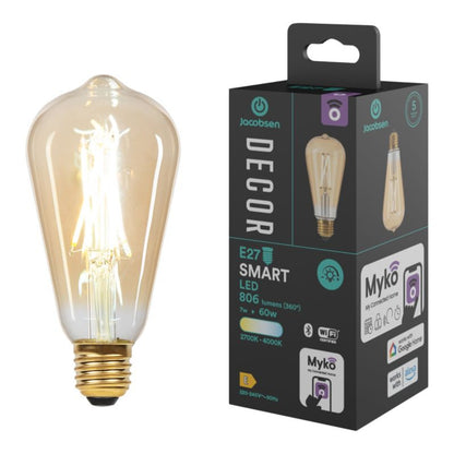 Smart LED-filamentpære Amber Jacobsen Myko ST64 E27 806 lm CCT