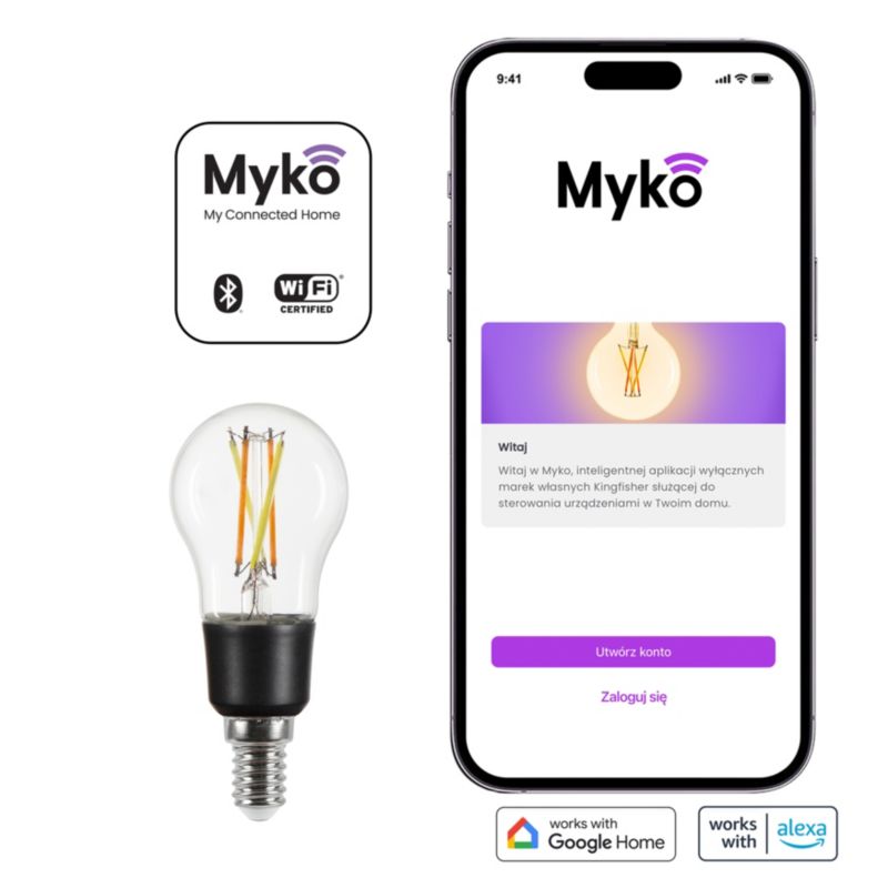 Intelligent LED-filamentpære Jacobsen Myko P45 E14 470 lm CCT