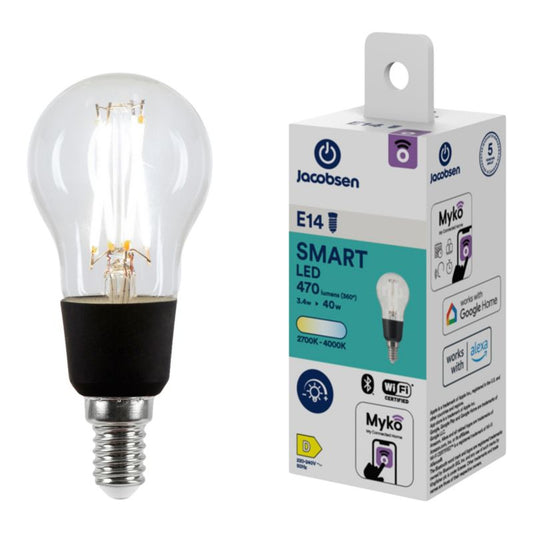 Intelligent LED-filamentpære Jacobsen Myko P45 E14 470 lm CCT