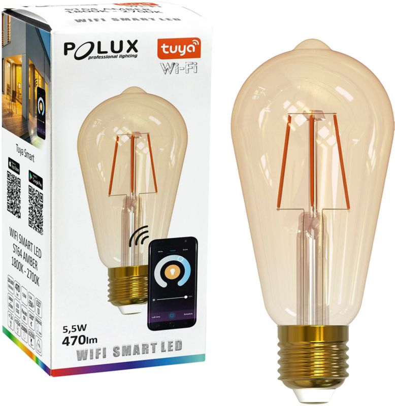 Smart LED-pære Goldlux ST64 E27 470 lm 1800–2700 K WiFi
