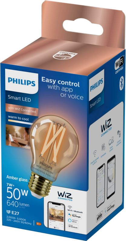 Smart LED-pære Philips A60 E27 2000/5000 K amber