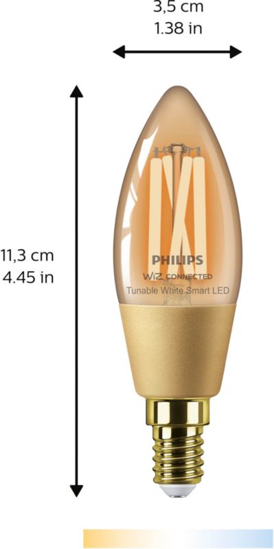 Smart LED-pære Philips C35 E14 2000/5000 K amber