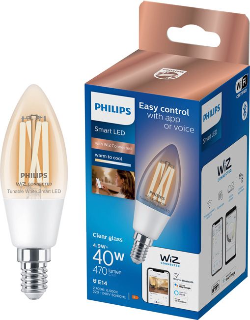 Smart LED-pære Philips C35 E14 2700/6500 K