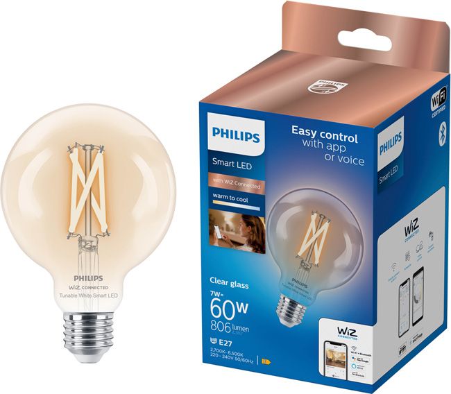 Smart LED-pære G95 E27 2700/6500 K Hvid