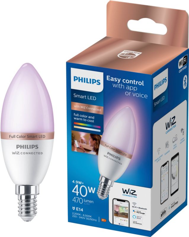 Smart LED-pære Philips SMD C37 E14 RGB