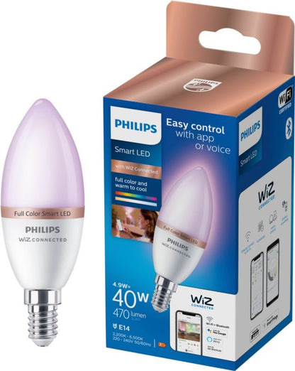 LED Smartpære SMD C37 E14 RGB