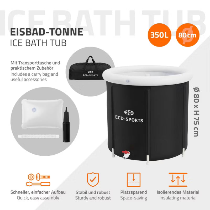 Isbadekar 80 cm 350 Liter Sort