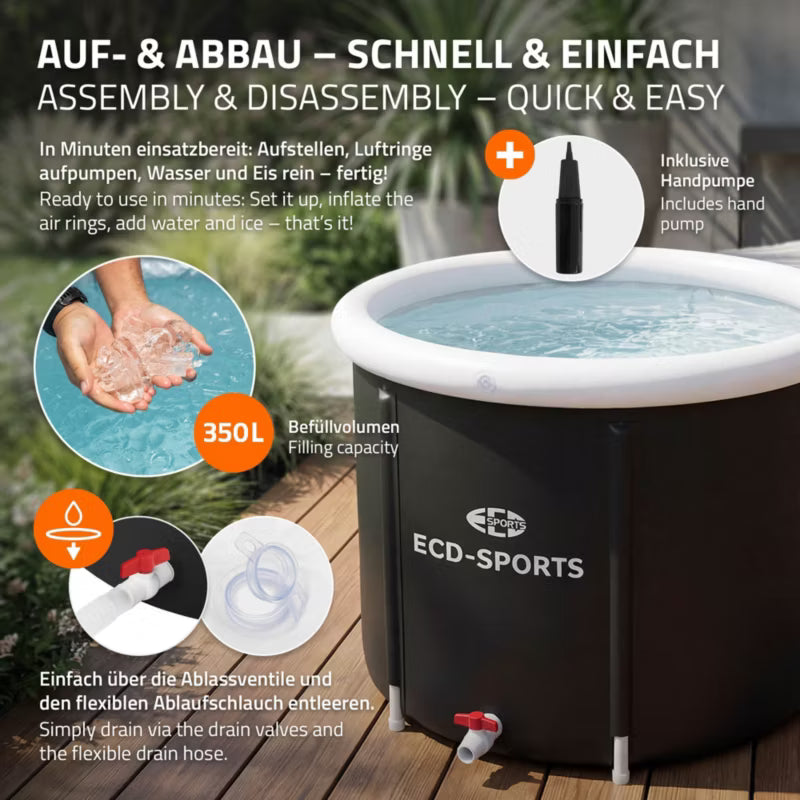 Isbadekar 80 cm 350 Liter Sort