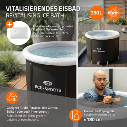 Isbadekar 80 cm 350 Liter Sort