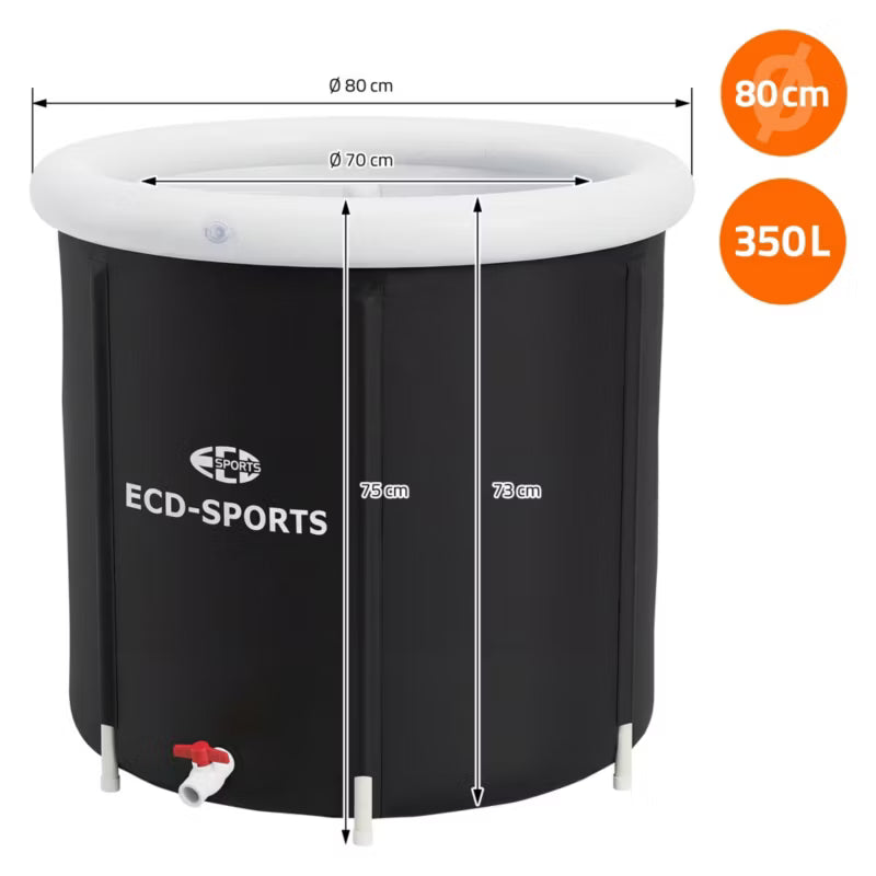 Isbadekar 80 cm 350 Liter Sort
