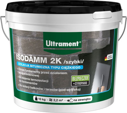 Bitumenisolering Isodamm 2K Hurtigtørrende 10 kg Brun-Sort
