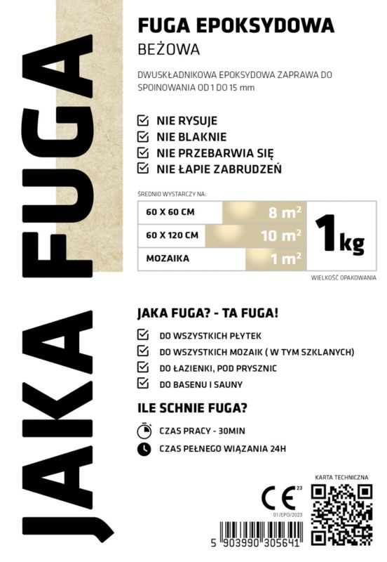 JAKA FUGA epoxysand Beige til fliser og mosaik 1 kg, 1 stk.