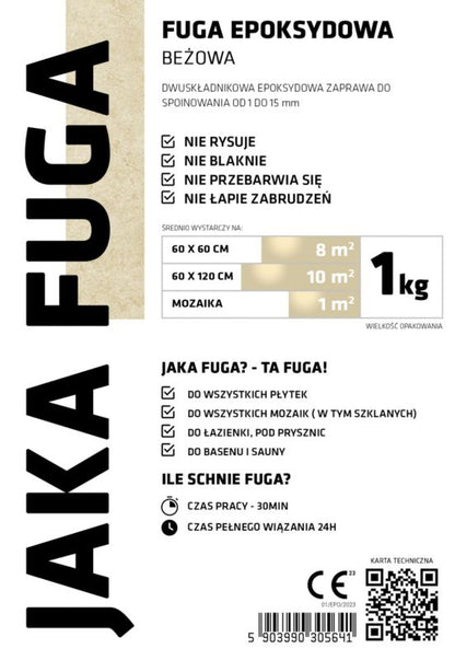 JAKA FUGA epoxysand Beige til fliser og mosaik 1 kg, 1 stk.