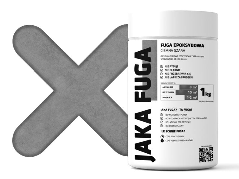 JAKA FUGA epoxysand til fliser og mosaikker i mørkegrå, 1 kg, 1 stk.