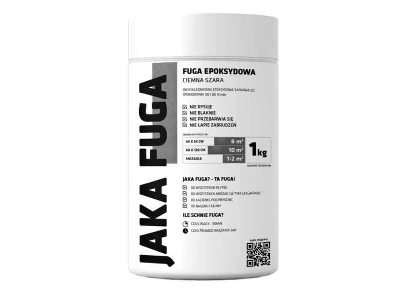 JAKA FUGA epoxysand til fliser og mosaikker i mørkegrå, 1 kg, 1 stk.