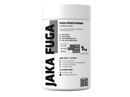 JAKA FUGA epoxysand til fliser og mosaikker i mørkegrå, 1 kg, 1 stk.