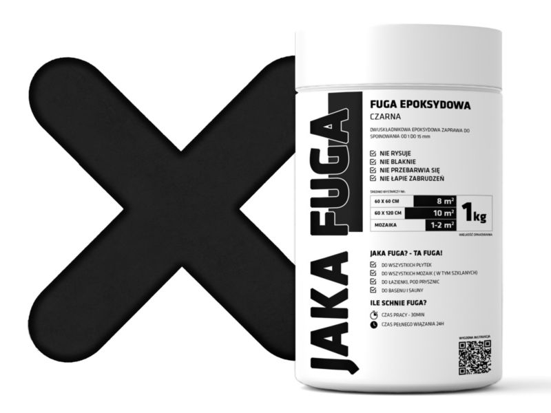 JAKA FUGA epoxysand til fliser og mosaikker, sort, 1 kg, 1 stk.