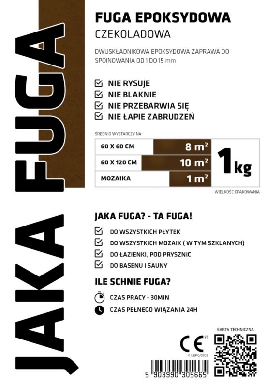 JAKA FUGA epoxymørtel i chokoladefarve til fliser og mosaikker 1 kg