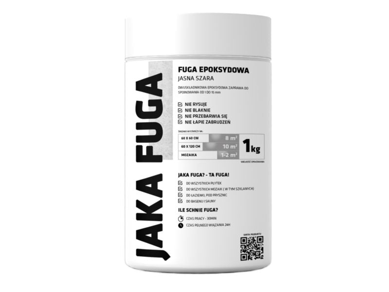 JAKA FUGA epoxysand til fliser og mosaikker, lys grå, 1 kg, 1 stk.