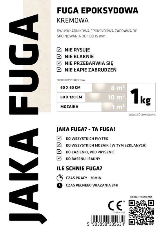 JAKA FUGA epoxysand til fliser og mosaikker, cremet, 1 kg, 1 stk.