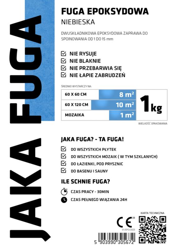 JAKA FUGA epoxyfuge blå til fliser og mosaik 1 kg 1 stk.