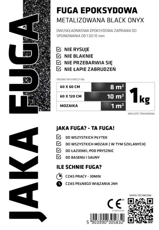 JAKA FUGA metalliseret epoxymørtel sort Onyx 1 kg, 1 stk.