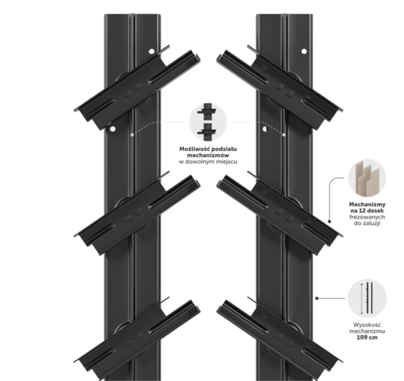 Jalousi Mekanisme 109 cm Sort Aluminium